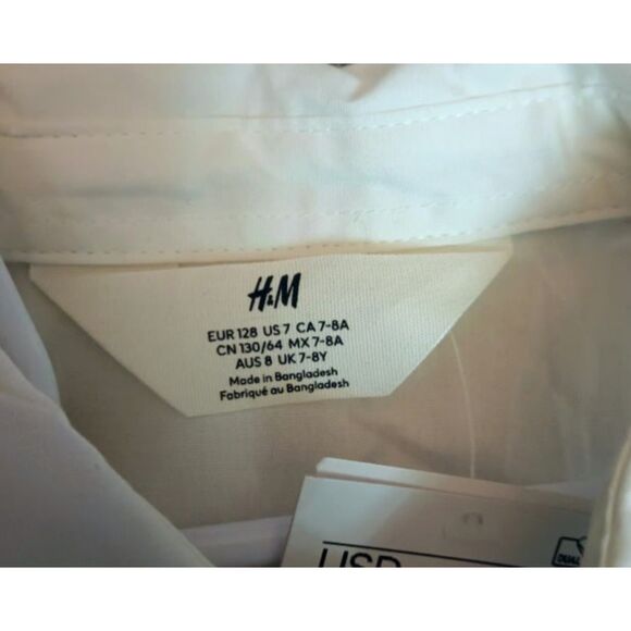 NEW NWT Boys Sz 7 White Long Sleeve Button Up Shirt & Black Necktie 2 Pc Lot H&M - Picture 3 of 3